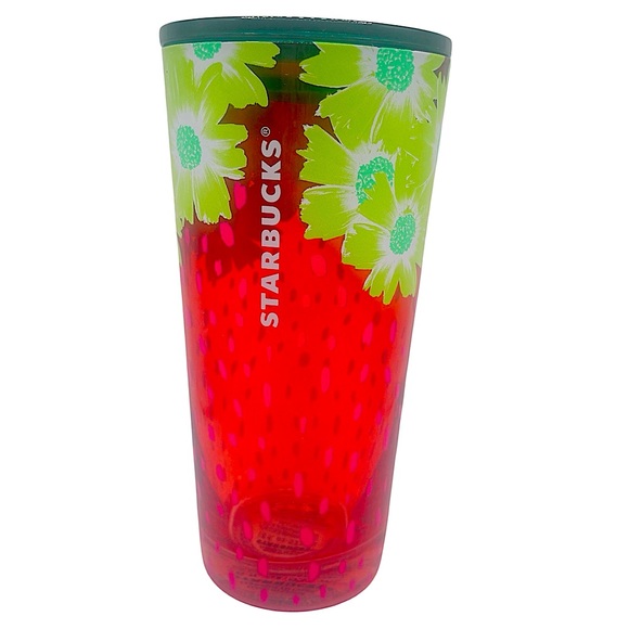 Starbucks Strawberry Glass Cup - Summer 2022 - Tumbler Iced Cold Fruit Red Green - Picture 1 of 8